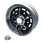 Klassische Sprintstar Stahlfelge in Chrom/Schwarz für VW Käfer und Karmann Ghia, 5-Loch